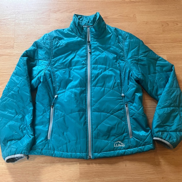 LLBean Primaloft jacket coat packable green aqua outdoors layers small petite